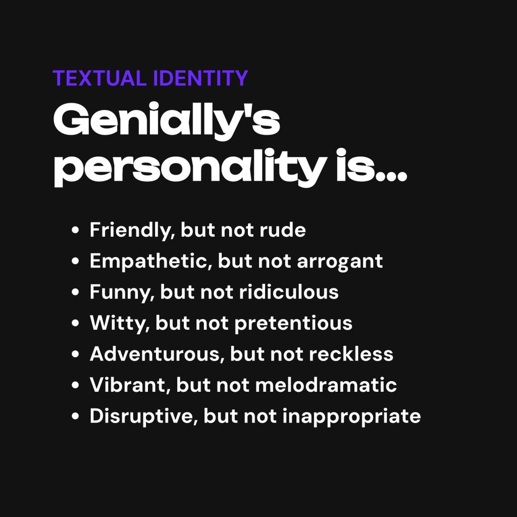 Genially textual identity: brand's personality