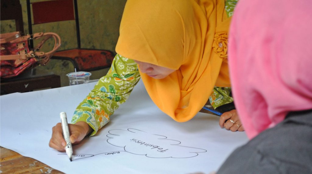 mujer arabe haciendo un mapa conceptual