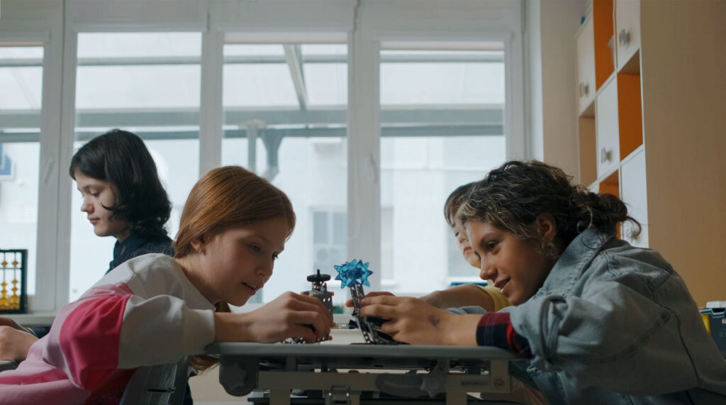 students learning in class