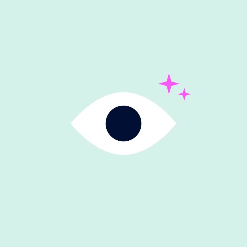 Icon of an eye over light green