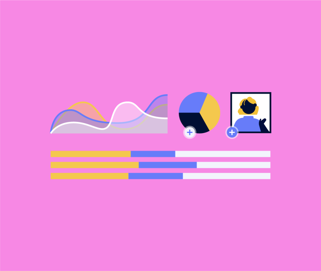 Icons on a pink background, used to make infographics