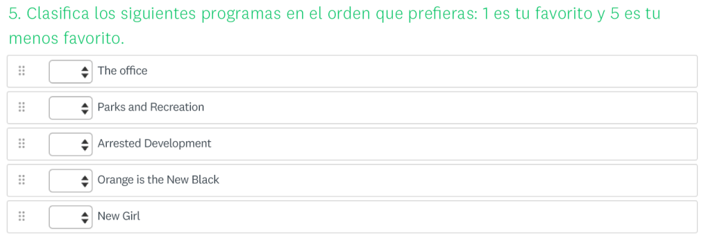Preguntas de ranking
